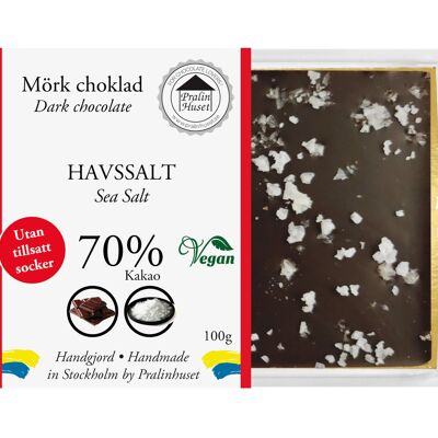 Chocolate negro 70% sin azúcar (sin azúcar añadido) - Sal marina