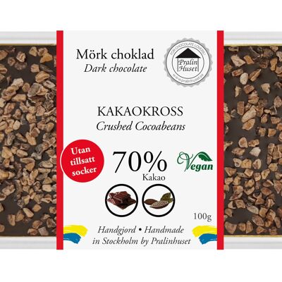 Chocolate negro 70% sin azúcar (sin azúcares añadidos) - Nibs de cacao