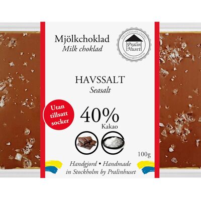 Chocolate con leche 40% sin azúcar (sin azúcar añadido) - Sal marina