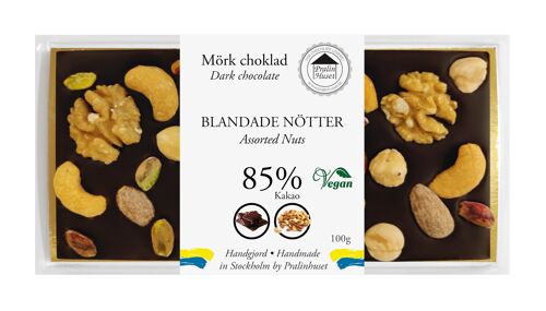 Chokladkaka 85% Extra Mörk Choklad - Blandade Nötter