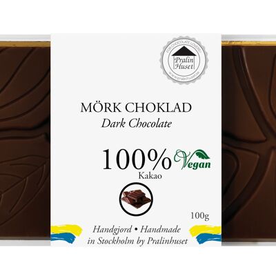 100% Vegan Extra Dark Chocolate (100g)