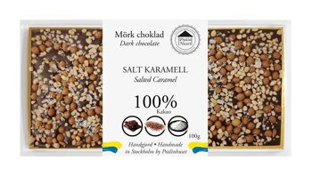 Chokladkaka 100% Extra Mörk choklad - Sel Karamell 100g 1