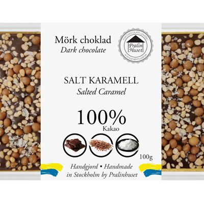 Chocolate extra negro 100 % con caramelo salado (100 g)