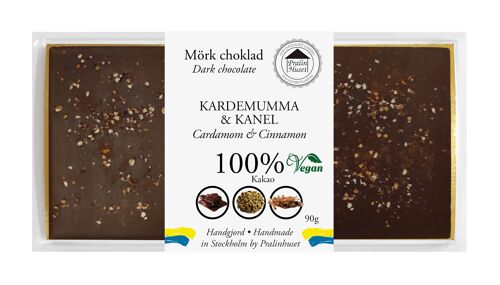 Chokladkaka 100% Extra Mörk choklad - Kardemumma & Kanel 90g