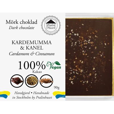 Chokladkaka 100% Extra Mörk choklad - Kardemumma & Kanel 90g