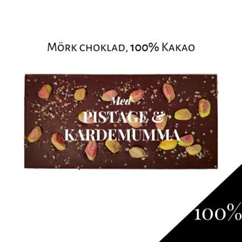 Chokladkaka 100% Extra Mörk choklad - Pistage & Kardemumma 100g 2