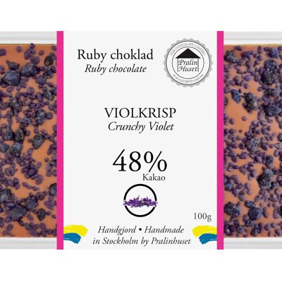 Chocolate Rubí 48% - Violeta Crujiente (100 g)