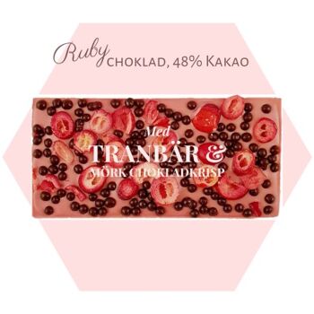 Chokladkaka Ruby 48% Naturligt Rosa - Tranbär & Chokladkrisp 2