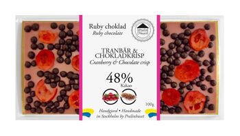 Chokladkaka Ruby 48% Naturligt Rosa - Tranbär & Chokladkrisp 1