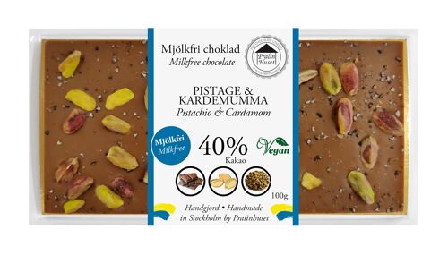 40% Vegan Dairy Free Chocolate - Pistachio & Cardamom (100g)