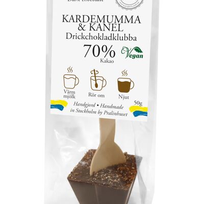 Bastoncini per cioccolata calda al 70% di cioccolato fondente - Cardamomo e cannella (50 g)