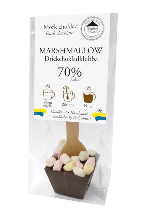 Drickchokladklubba 70% Mörk Choklad - Marshmallows
