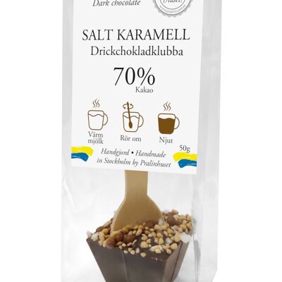 Palitos de Chocolate Caliente 70% Chocolate Negro - Caramelo Salado (50 g)