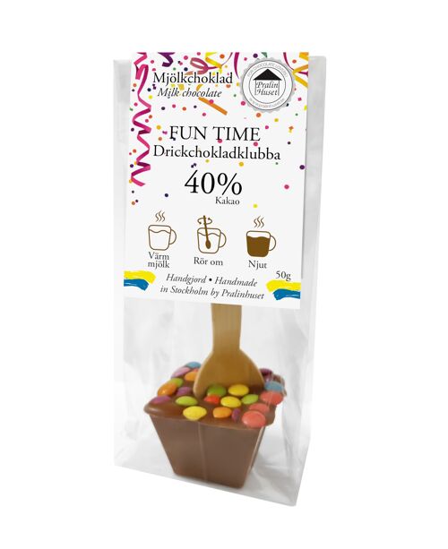 Drickchokladklubba 40% Mjölkchoklad - Fun Time