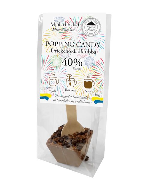 Drickchokladklubba 40% Mjölkchoklad - Popping Candy