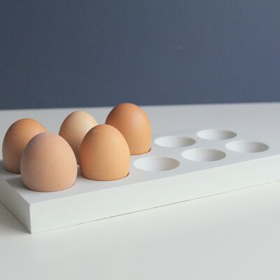 Weißer Eierkasten aus Beton – Küchenzubehör – Aufbewahrungshilfe