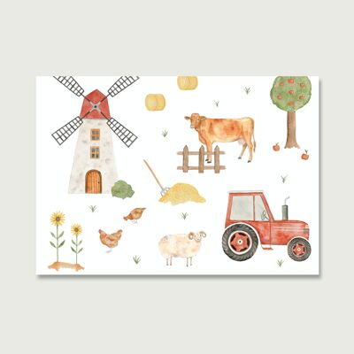 POSTCARD "FARM" / children's birthday party invitations