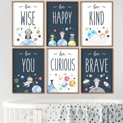 Astronauten-Kinderzimmerposter 30 x 40 cm – Baby-Jungen-Mädchen-Poster