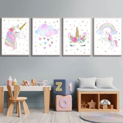 Poster per camera dei bambini con unicorno 30x40 cm - Poster per bambina