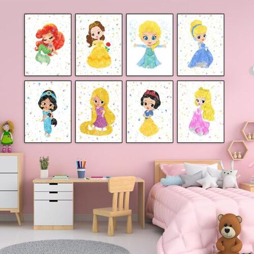 Affiches Princesses Chambre Enfant 30x40cm - Poster Bébé Fille