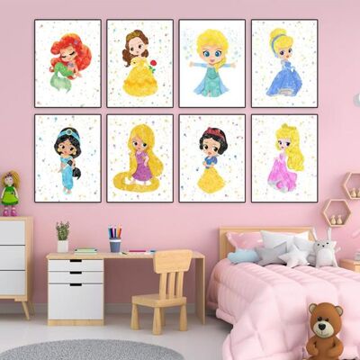 Poster Prinzessinnen Kinderzimmer 30x40cm - Baby-Mädchen-Poster