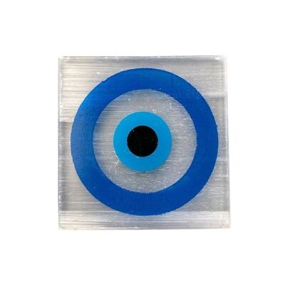 Piastra di ricarica Evil Eye, selenite, quadrata