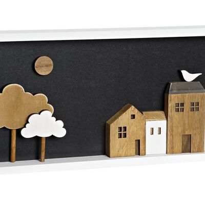 WOODEN WALL DECORATION 40X3,5X20 WHITE HOUSES LD194635