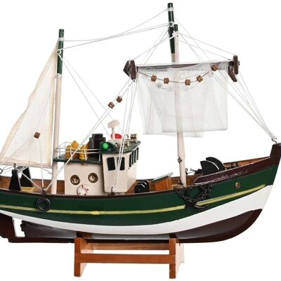 BATEAU BOIS COTON 32X10X28 VERT FONCÉ LM203833