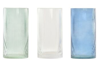 VASE EN VERRE 10X10X20 3 ASSORTIMENTS. JR196820 1