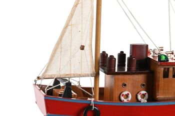 BATEAU EN BOIS 40X13,5X35 ROUGE LM203837 4