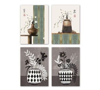 TABLEAU TOILE PIN 50X1,8X70 VASE 4 ASSORTIMENTS. CU207852