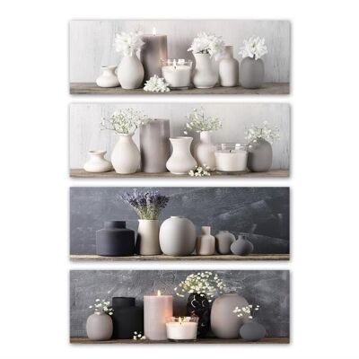 TABLEAU TOILE PIN 135X2,5X45 VASES 4 ASSORTIMENTS. CU207854