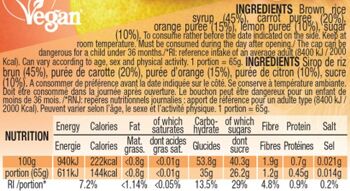Purée nutritionnelle aux fruits vegan 65g : Orange - Carotte - Citron 4