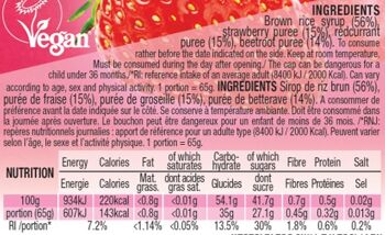 Compote énergétique aux fruits vegan 65g : Fraise - Groseilles - Betterave 4