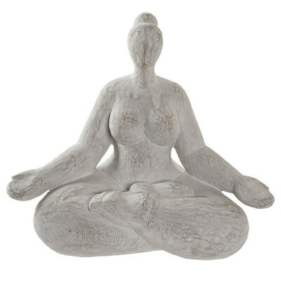 FIGURINE EN RÉSINE 27,5X15X24 FILLE DE YOGA BLANCHE FD190387