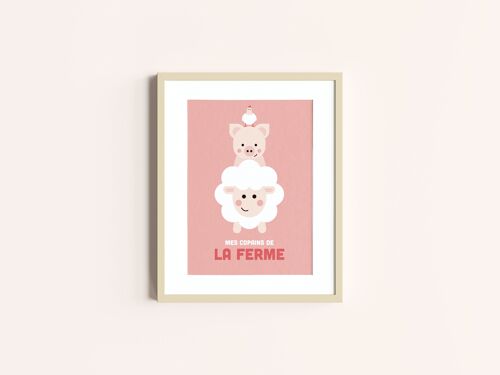 Affiche enfant 🐷 Illustration "La Ferme" 🇫🇷