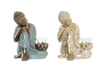 VERRE RÉSINE FIGURE 17X14.5X23.7 BOUDDHA 2 ASSORTIMENTS. FD203444 1