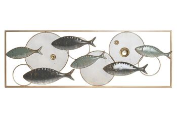 DÉCORATION MURALE MÉTAL 90X3X31 POISSON DORÉ DP203918 1