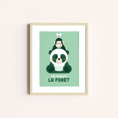 Affiche enfant 🐼 Illustration "La Forêt" 🇫🇷