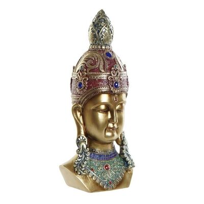 FIGURINE EN RÉSINE 17X12X36 TÊTE DE BOUDDHA DORÉ FD190455