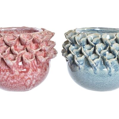 VASO IN GRES 19X19X13,5 FIORE 2 ASSORTIMENTI. JR197196