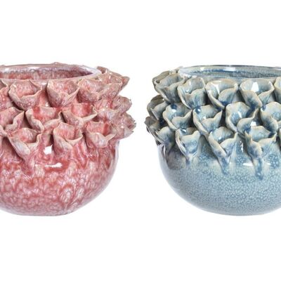 STONEWARE VASE 19X19X13,5 FLOWER 2 ASSORTMENTS. JR197196