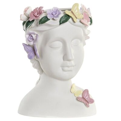 JARRON PORCELANA 17,5X16X23 CARA CON FLORES BLANCO JR183052