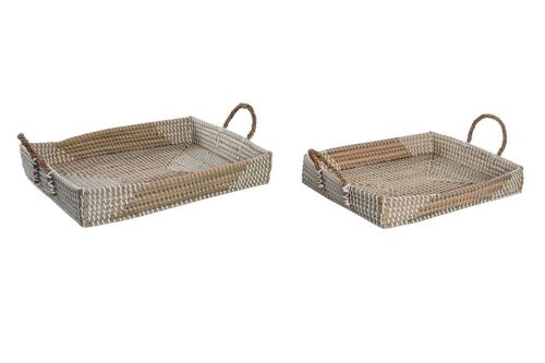 BANDEJA DECORACION SET 2 SEAGRASS 48X38X15 NATURAL DC205055