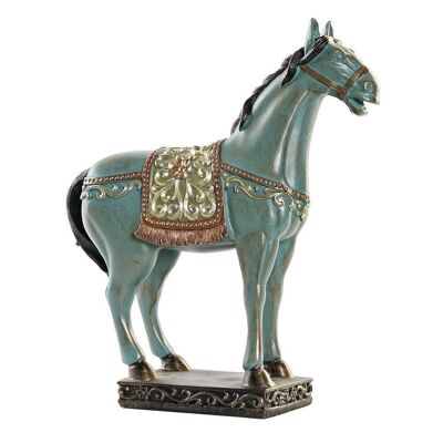 FIGURINE EN RÉSINE 30.5X11.5X34.5 CHEVAL TURQUOISE FD196886