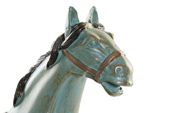 FIGURINE EN RÉSINE 30.5X11.5X34.5 CHEVAL TURQUOISE FD196886 2