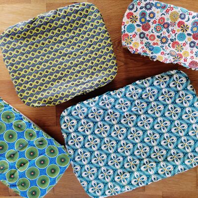 Washable coated cotton dish cover (Set of 3 rectangular dish covers Size S, M, L)