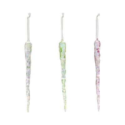 Pearlised Icicles Hanging Ornaments - 3 Assorted