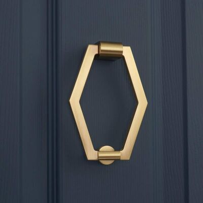 CAMPBELL Hexagonal Door Knocker - Solid Brass - 120mm