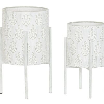 JARDINIÈRE SET 2 MÉTAL 31X31X58 26X48 BLANC MC202652